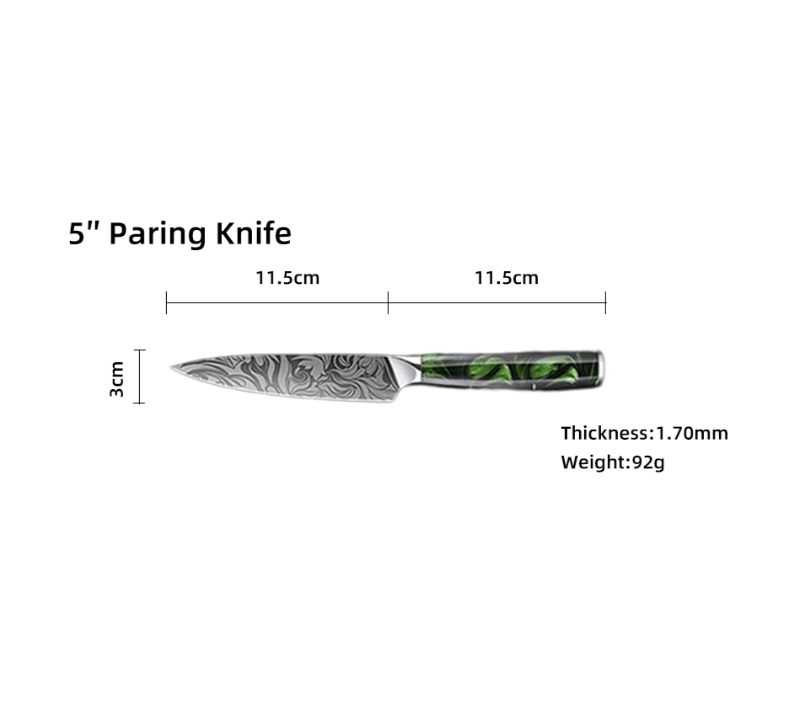 HS1074 Damaststahlklinge + Harzgriff, 10-teiliges Set