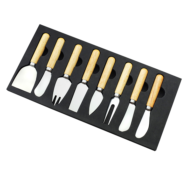8-teiliges K&auml;semesser-Set aus Eichenholz