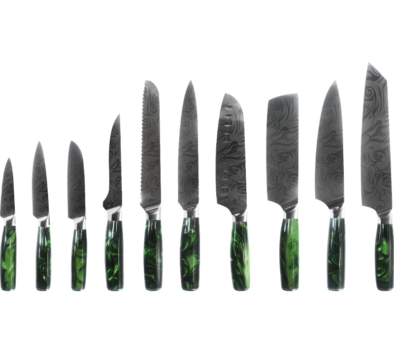 HS1074 Damaststahlklinge + Harzgriff, 10-teiliges Set
