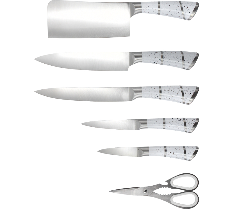 HS2074Messerset aus Edelstahl mit Acrylst&auml;nder. 8-teiliges Messerset