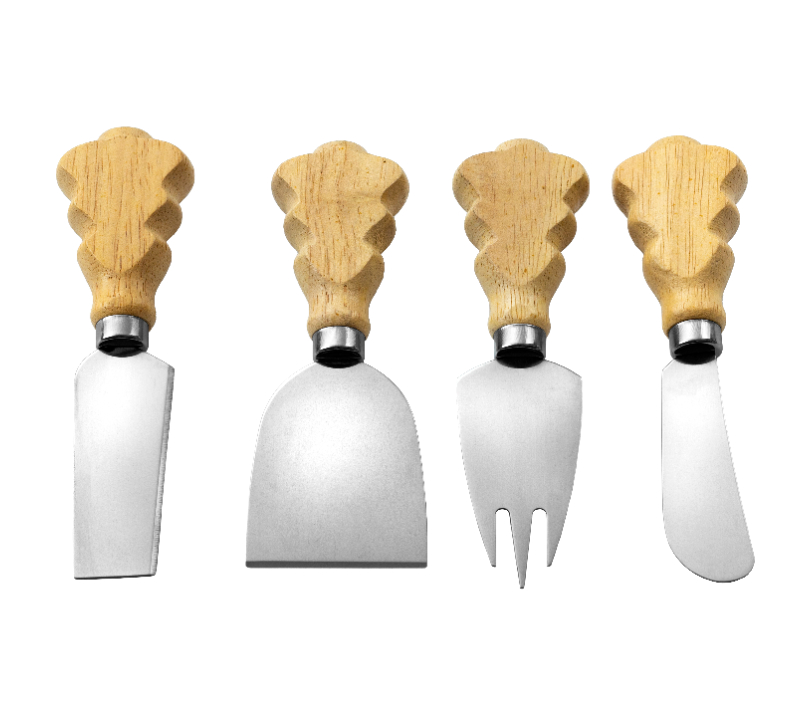 5-teiliges K&auml;semesser-Set aus Eichenholz mit K&auml;sebrett HS4253