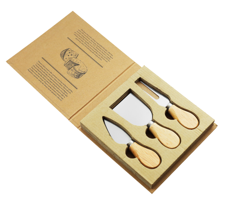 3-teiliges K&auml;semesserset aus Eichenholz mit buchfarbener Box{2}