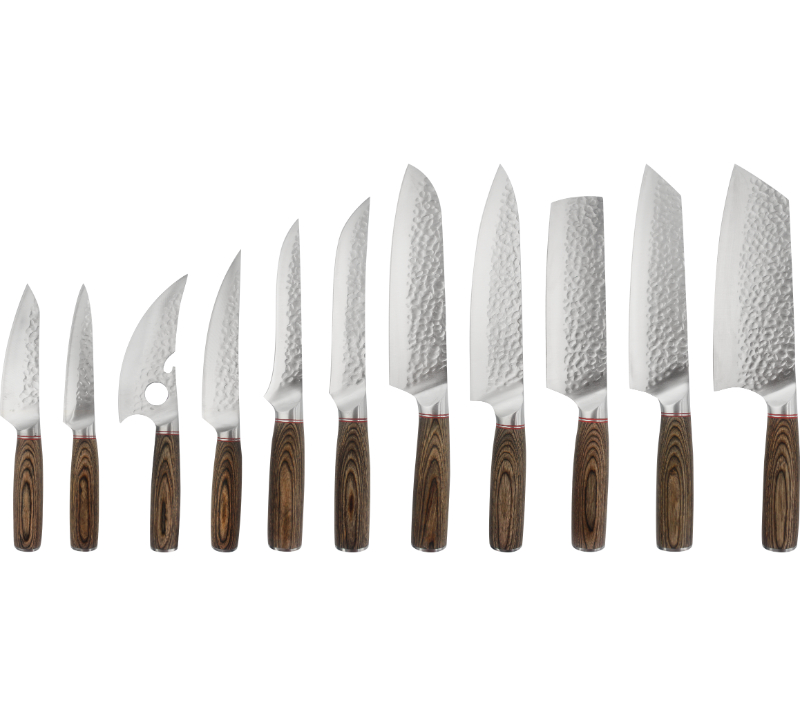 HS4030 Damaststahlklinge + Holzgriff, 11-teiliges Set