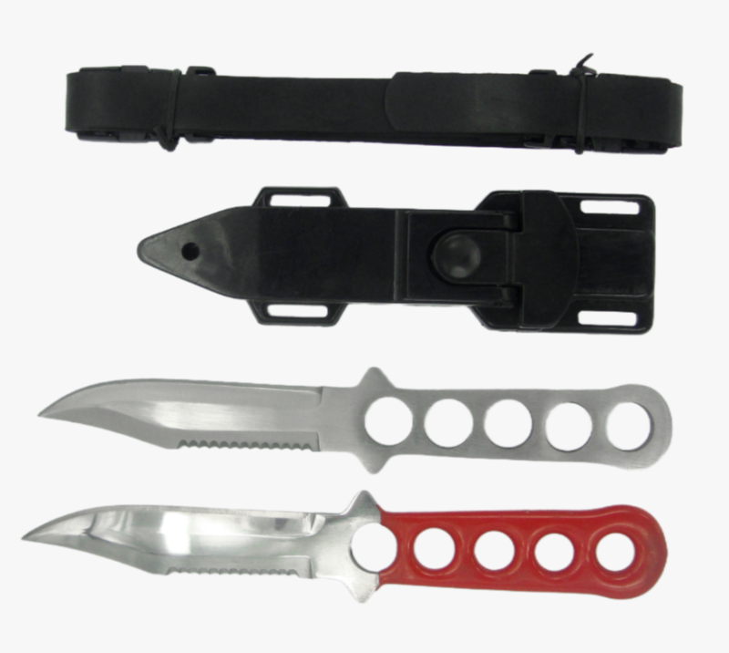 FK43 4-teiliges Outdoor-Messerset, Tauchmesser aus Edelstahl mit Beinriemen und Scheide, halbgezahnt