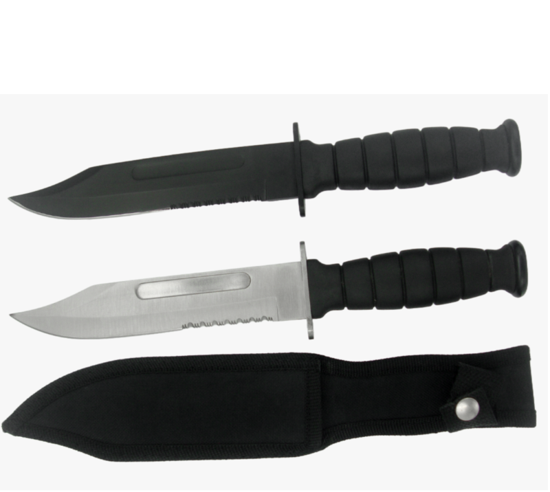 FK16 2-teiliges Outdoor-Survival-Messerset mit Scheide, gezahnte Campingmesser aus Edelstahl