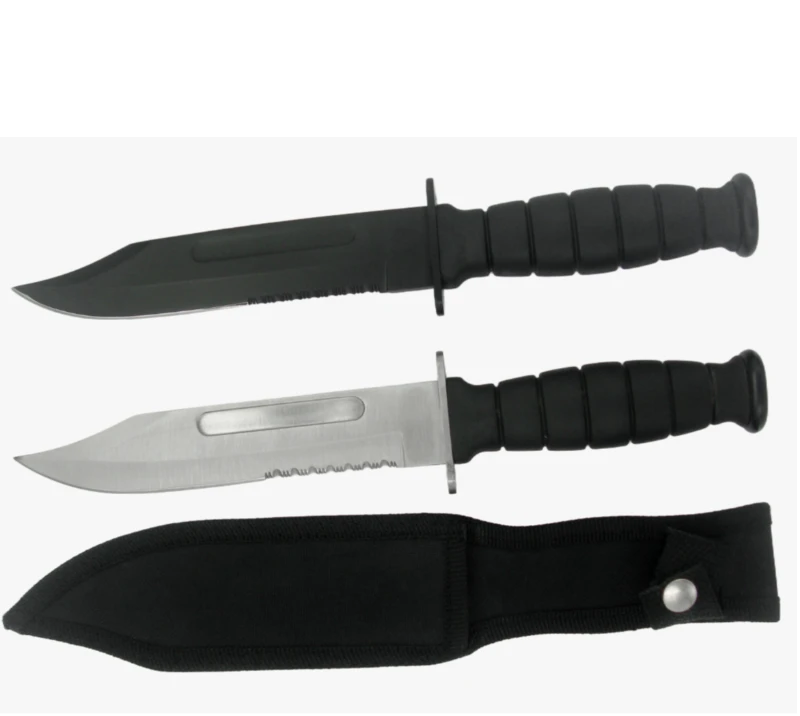 FK16 2-teiliges Outdoor-Survival-Messerset mit Scheide, gezahnte Campingmesser aus Edelstahl