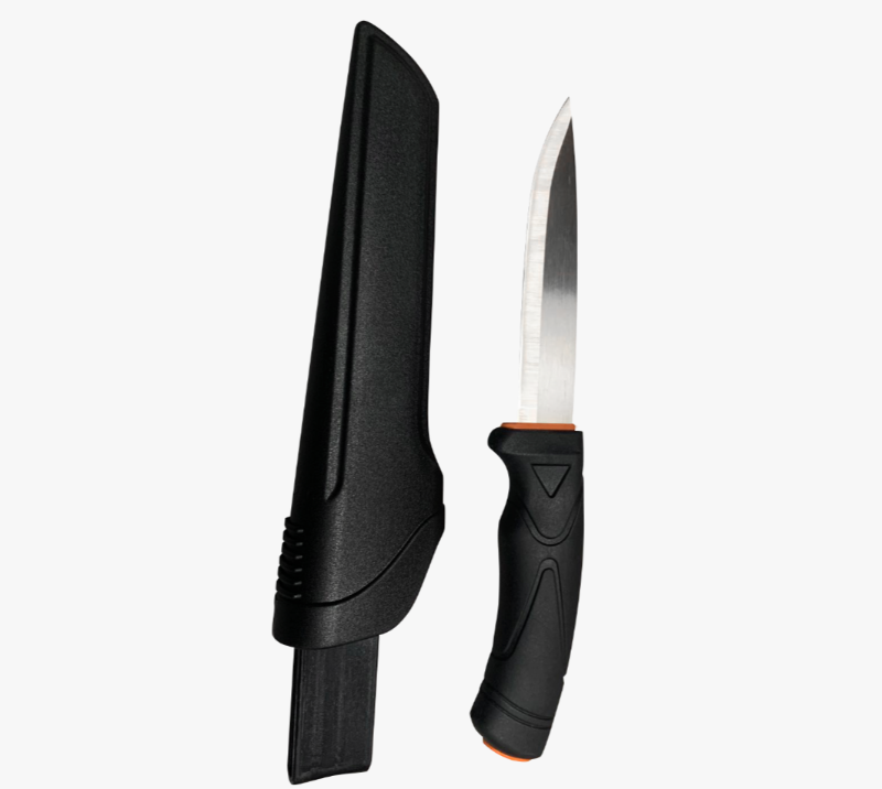 FK312-Edelstahl-Outdoormesser mit feststehender gerader Klinge, PP-Griff und PP-Sicherheitsscheide