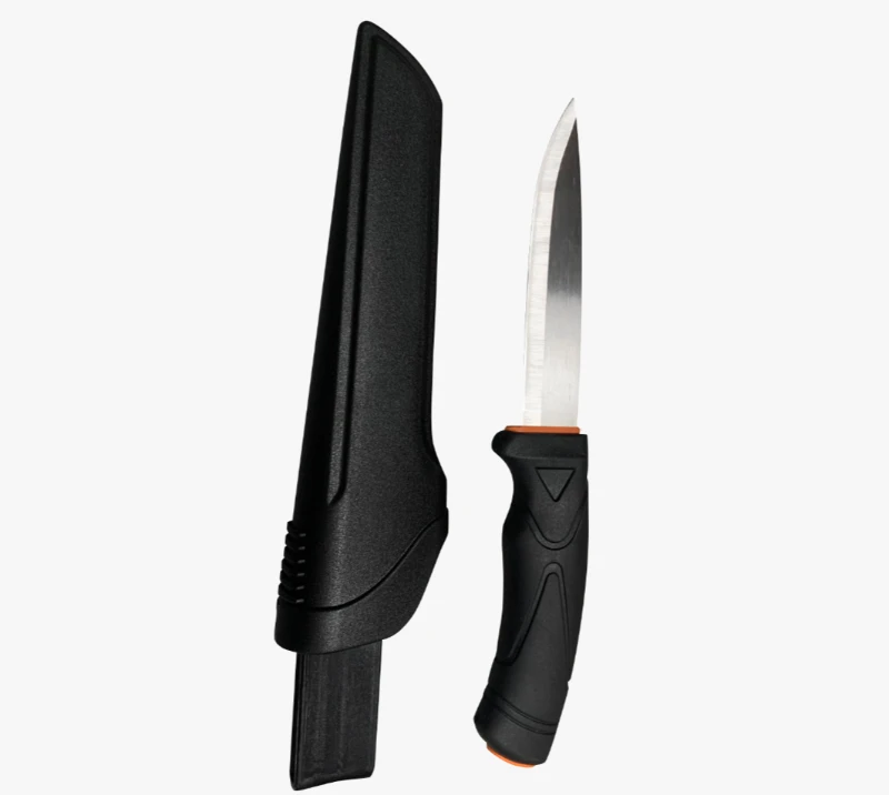 FK312-Edelstahl-Outdoormesser mit feststehender gerader Klinge, PP-Griff und PP-Sicherheitsscheide
