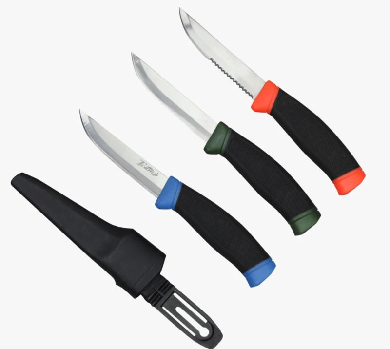 FK72 3-teiliges Outdoor-Messerset mit fester Klinge und Scheide, Camping-Allzweckmesser aus Edelstah