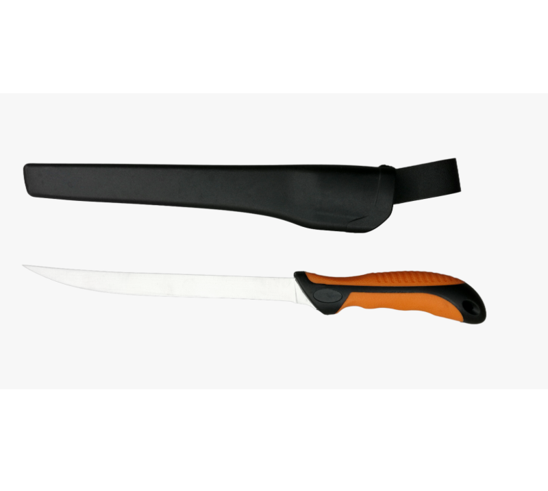 FK207 3CR13 Edelstahlmesser mit feststehender Klinge, TPR+PP-Griff und PP-Scheide