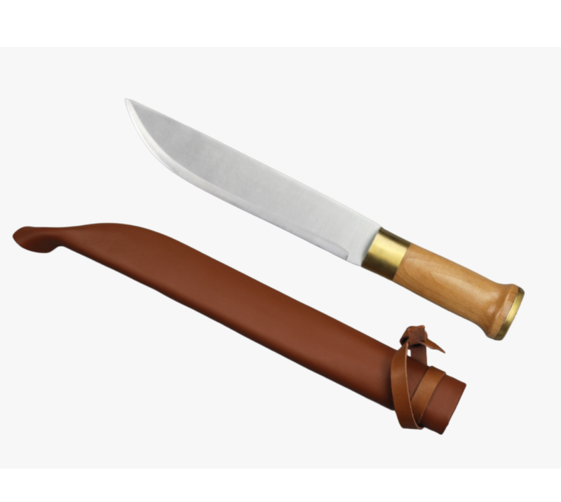FK87 Messer mit Holzgriff und feststehender Klinge und Lederscheide, Outdoor-Jagdwerkzeug aus Edelst