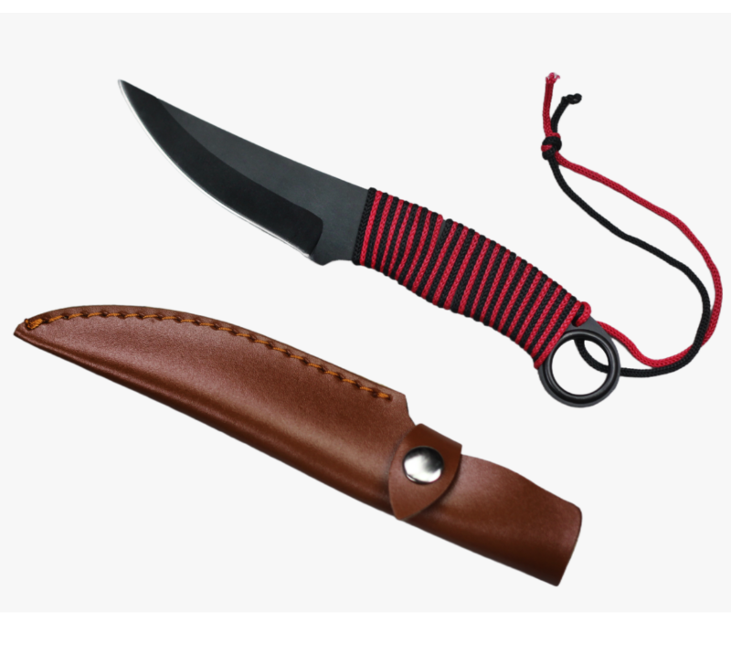 FK276 Jagdmesser mit feststehender Klinge, gebogener Klinge, mit Paracord umwickeltem Griff und PU-S
