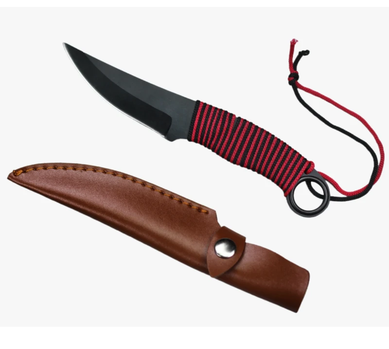 FK276 Jagdmesser mit feststehender Klinge, gebogener Klinge, mit Paracord umwickeltem Griff und PU-S