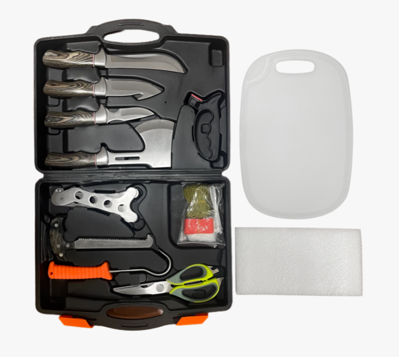 FKS38-14 13-teiliges professionelles Jagd- und Camping-Werkzeugset mit Hartschalenkoffer und Schneid
