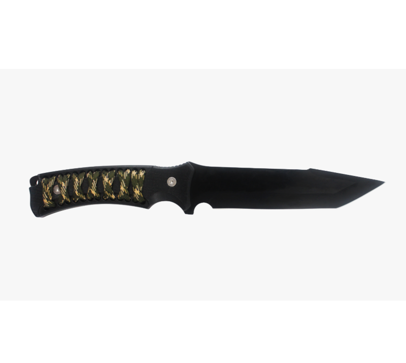 S1014 Jagdmesser mit gerader Klinge und Darmhaken, Camo-Paracord-Outdoor-&Uuml;berlebensmesser