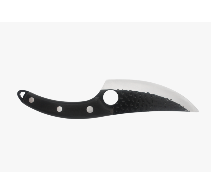 S1009 Karambit-Messer mit Stone-Washed-Klinge, schwarzem Griff und Fingerring