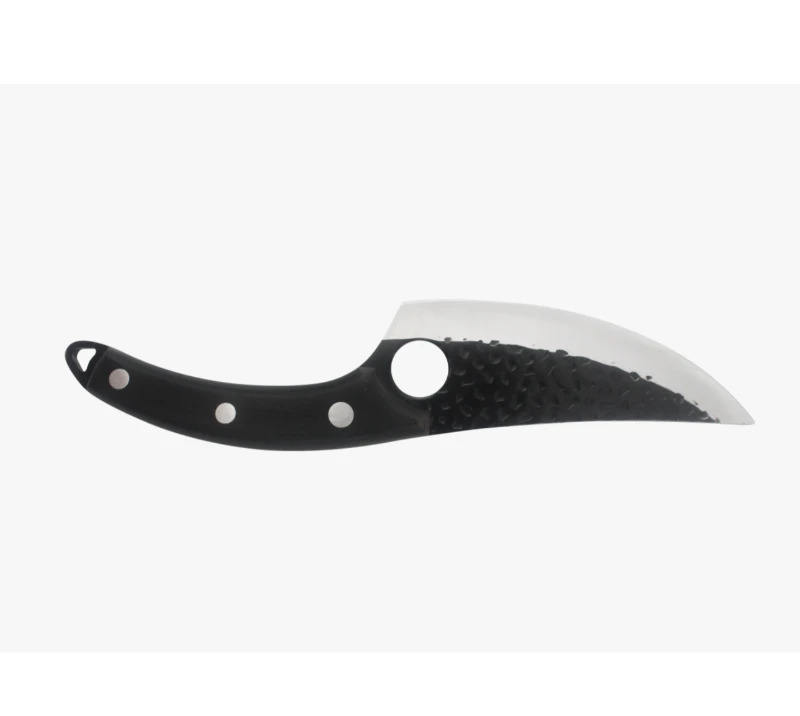 S1009 Karambit-Messer mit Stone-Washed-Klinge, schwarzem Griff und Fingerring