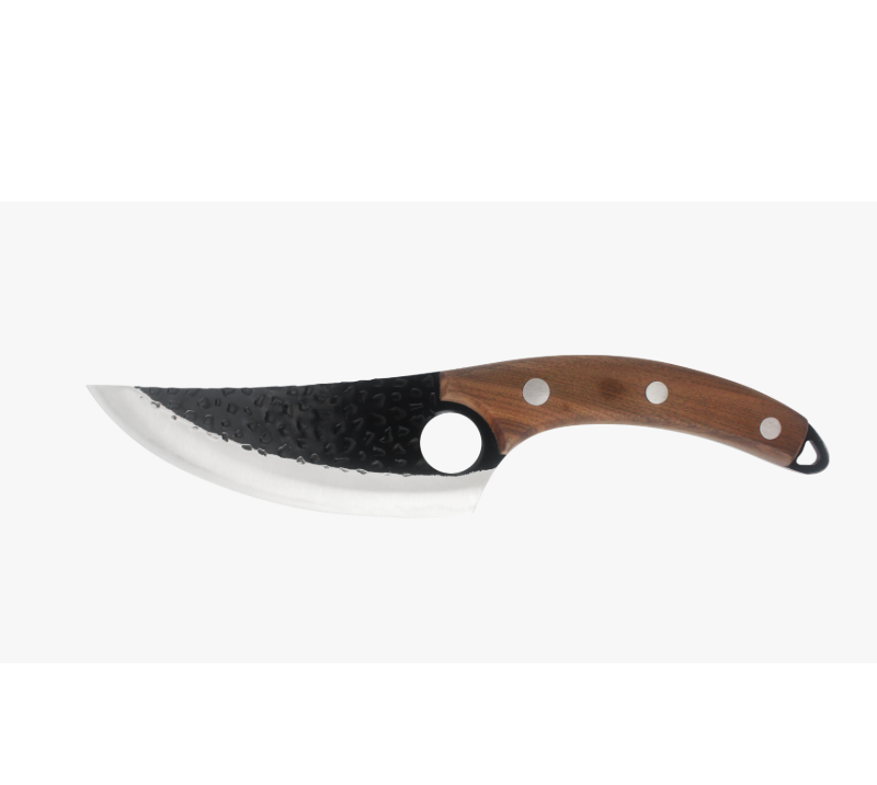 S1025 Kleines Hackbeil mit geh&auml;mmerter Oberfl&auml;che, Kochmesser aus Edelstahl f&uuml;r Camping und Hausmann