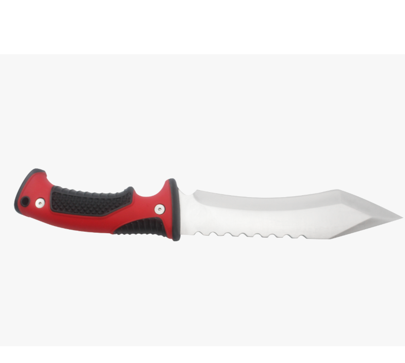 S1017 Outdoor-Survival-Messer mit feststehender Klinge und rotem Griff, Camping-Jagdmesser mit Welle