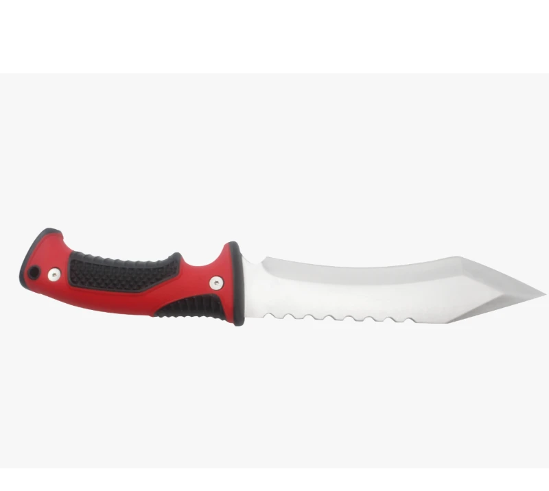 S1017 Outdoor-Survival-Messer mit feststehender Klinge und rotem Griff, Camping-Jagdmesser mit Welle