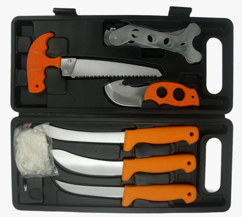 FKS23-09 9-teiliges Outdoor-Survival-Werkzeugset mit festem Aufbewahrungskoffer, 3CR13-Edelstahlklin
