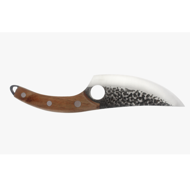 S1011 Stone-washed Karambit-Messer, EDC-&Uuml;berlebensmesser aus Edelstahl mit Holzgriff und Ring