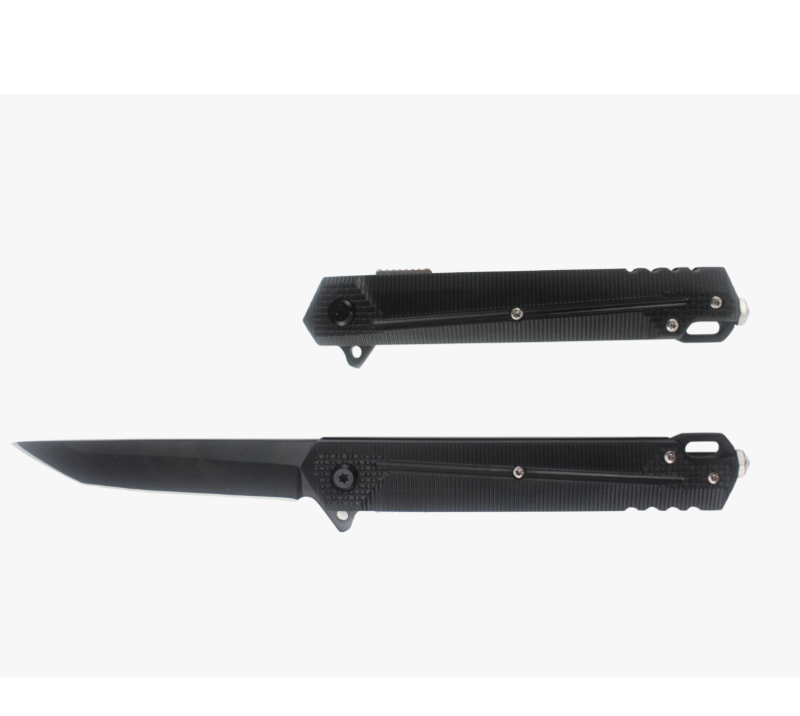 S2031 Taktisches Klappmesser mit gerader Klinge und schwarzem Griff, EDC-Taschenmesser aus Edelstahl