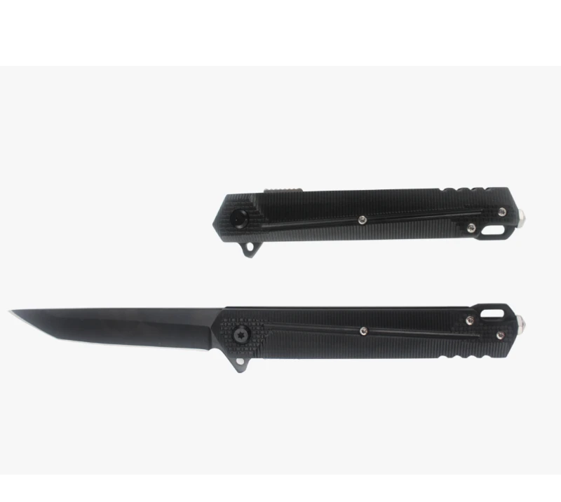 S2031 Taktisches Klappmesser mit gerader Klinge und schwarzem Griff, EDC-Taschenmesser aus Edelstahl