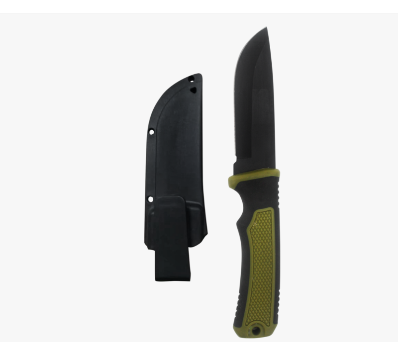 S2026 Jagdmesser mit feststehender Klinge, schwarz-gr&uuml;nem Griff, &Uuml;berlebensmesser aus Edelstahl mit