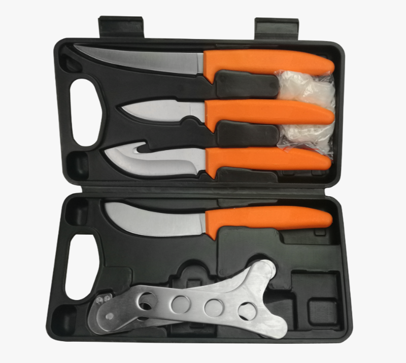 FKS26-08A 8-teiliges Outdoor-Filetiermesserset mit Hartschalenetui, Edelstahlklingen und Kunststoffg