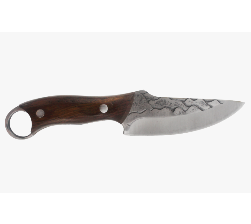 S1026 Handgeschmiedetes Halsmesser mit feststehender Klinge, Holzgriff, Vollerl-EDC-Werkzeug mit Fin