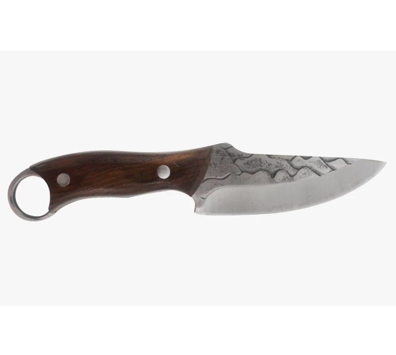 S1026 Handgeschmiedetes Halsmesser mit feststehender Klinge, Holzgriff, Vollerl-EDC-Werkzeug mit Fin