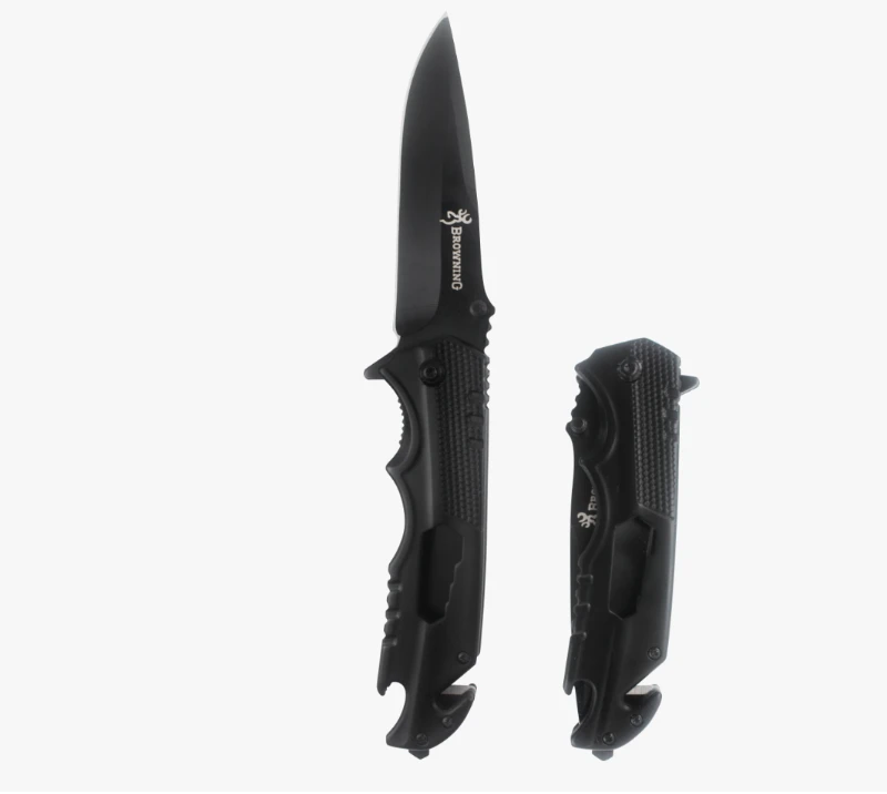 S2028 Taktisches Klappmesser, schwarz beschichtetes EDC-Taschenmesser aus Edelstahl mit Clip