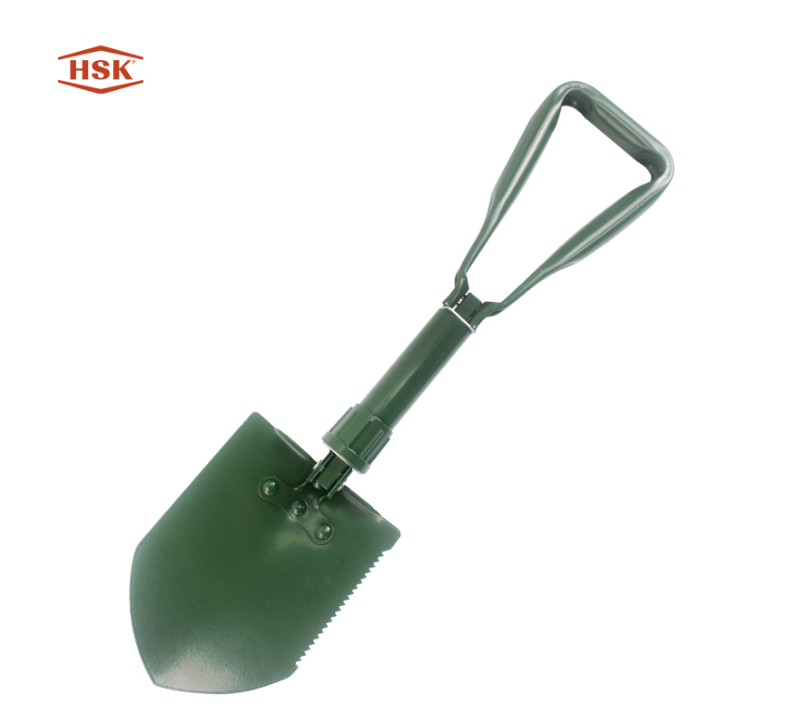 S0234 Amy Green faltbares Schanzwerkzeug, Milit&auml;rschaufel aus Kohlenstoffstahl mit gezackter Kante,