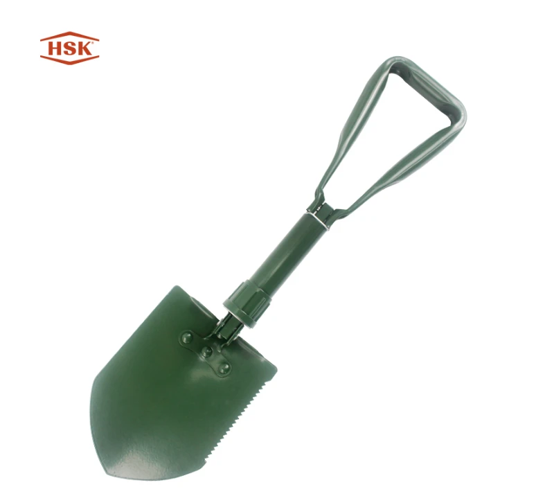 S0234 Amy Green faltbares Schanzwerkzeug, Milit&auml;rschaufel aus Kohlenstoffstahl mit gezackter Kante,