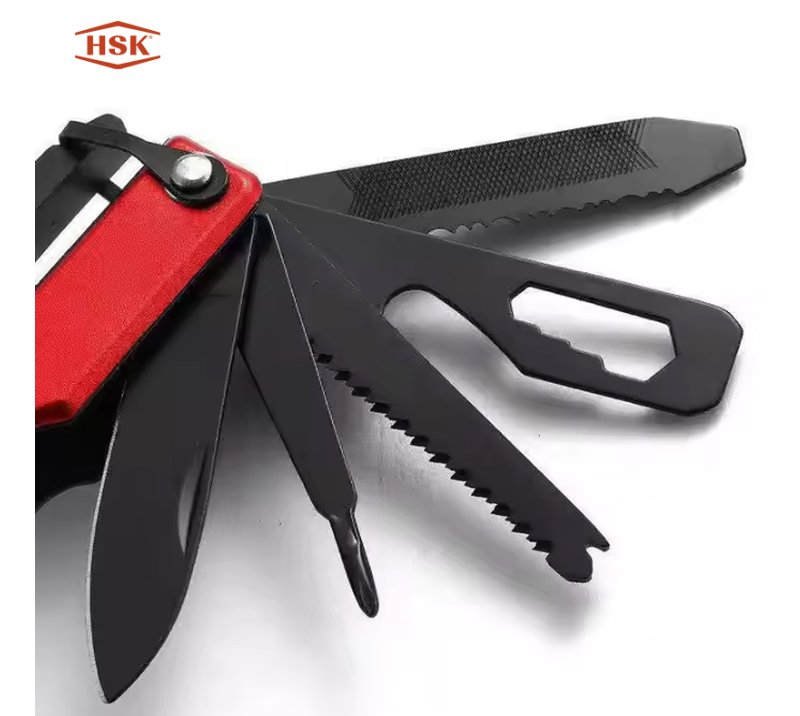 S02137 Rot-schwarzer Multitool-Hammer, Outdoor-Camping-Survival-Multitool mit Axtmesser-Zange