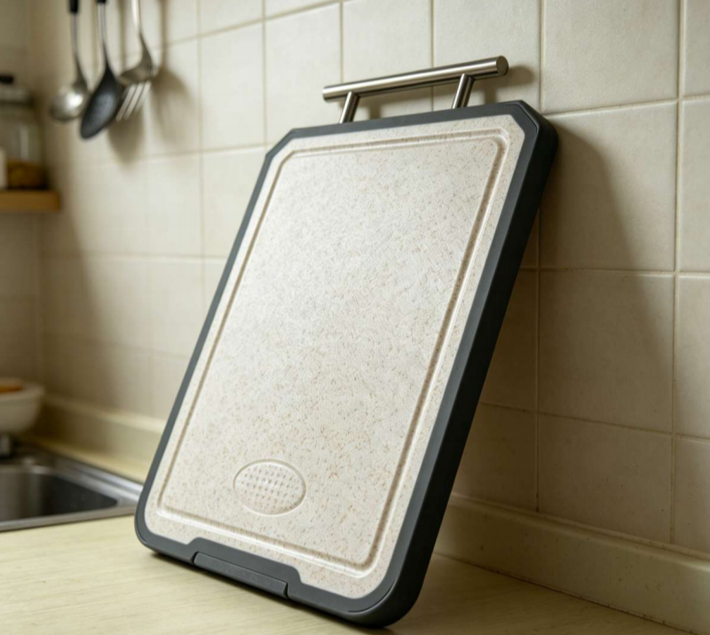 Stainless Steel Cutting Board,Double Sided Steel Bread Boards for kitchen,Stainless Steel/Wheat stra
