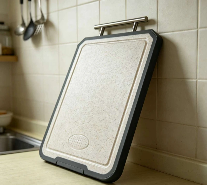 Stainless Steel Cutting Board,Double Sided Steel Bread Boards for kitchen,Stainless Steel/Wheat stra