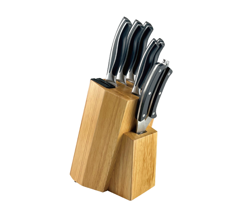 D-D003A-8PC Professional Forged Kitchen Knife Set with Build-in Wooden Block & ABS Handle