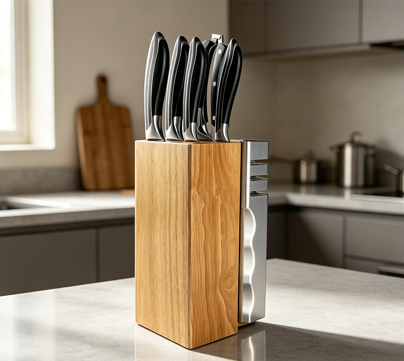 D-D004B 8PCS Heavy ABS Handle Kitchen Knife Set/Buid-in Sharpener for Home Kitchen