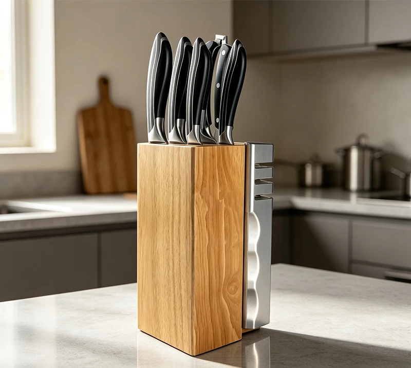 D-D004B 8PCS Heavy ABS Handle Kitchen Knife Set/Buid-in Sharpener for Home Kitchen